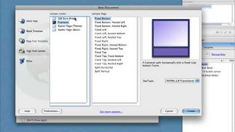 The Dreamweaver Welcome Screen