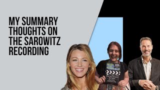 My summary thoughts of the Sarowitz recording My summary thoughts of the Sarowitz recording