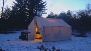 -12° WINTER CAMPING in a WALL TENT (Cast Iron Cheeseburgers)