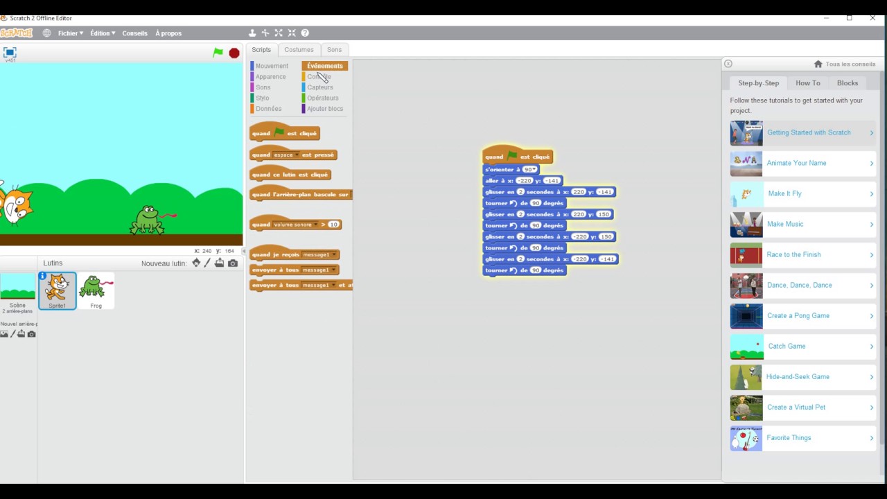 Scratch College Video 1 Presentation Le Tour Du Chat Et Le Saut De La Grenouille College Youtube