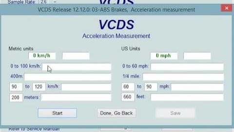 Acceleration measure using VCDS software