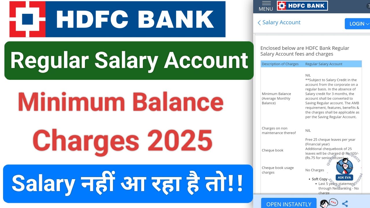 Hdfc Minimum Balance Hdfc regular salary account minimum balance 2025 | Hdfc regular salary ...