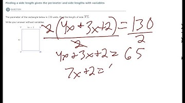 Finding a side length given the perimeter and side lengths with variables
