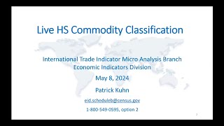 Live Schedule HS Commodity Classification
