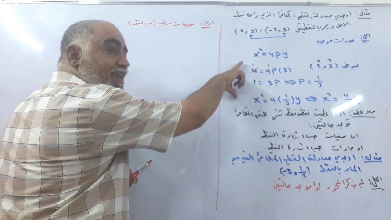 نقطة تنتمي للقطع ام الدليل؟ / القطع المكافيء