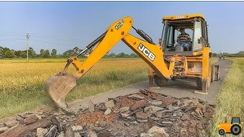 Jcb 3dx Backhoe Machine Working For Village Road Construction - JCB Leveling Mud in Road