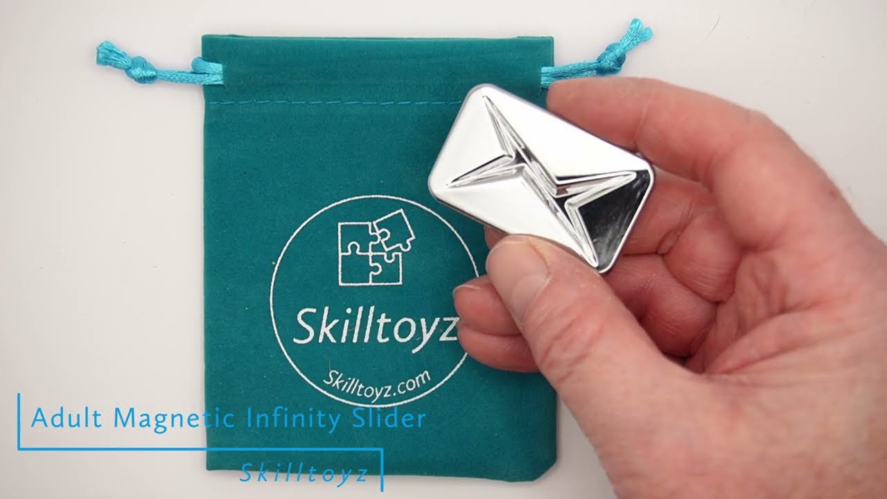 Adult Fidget Toy Metal Infinite Push Slider EDC Silver Finish sold at Skilltoyz  