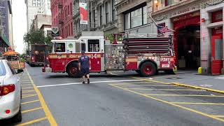 FDNY ENGINE 14 RESPONDING FROM QUARTERS ON 18TH STREET IN UNION SQUARE AREA OF MANHATTAN, NEW YORK.