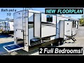 Check out this massive 2 full bedroom fifth wheel rv new floor plan 2022 sandpiper luxury 388bhrd