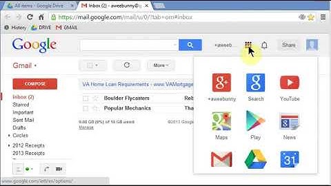 Google Apps navigation toolbar using bookmarks in Chrome browser in Windows