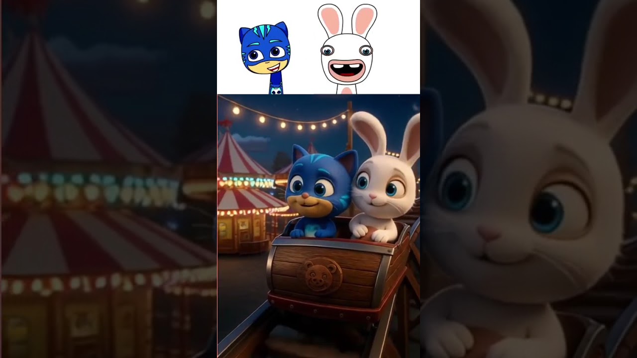 Sprunki OC_ Rabbid As X Catboy from PJ Masks Ride Roller Coaster In Real Life Normal Vs Horror Mods