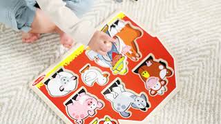 Tura MELISSA & DOUG Wooden Jumbo Peg Puzzle Farm Friends