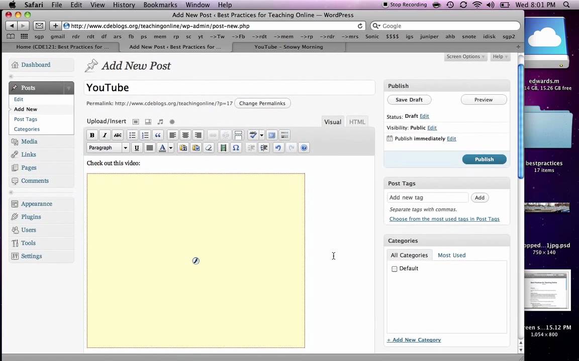 Embedding YouTube videos into a WordPress post - YouTube