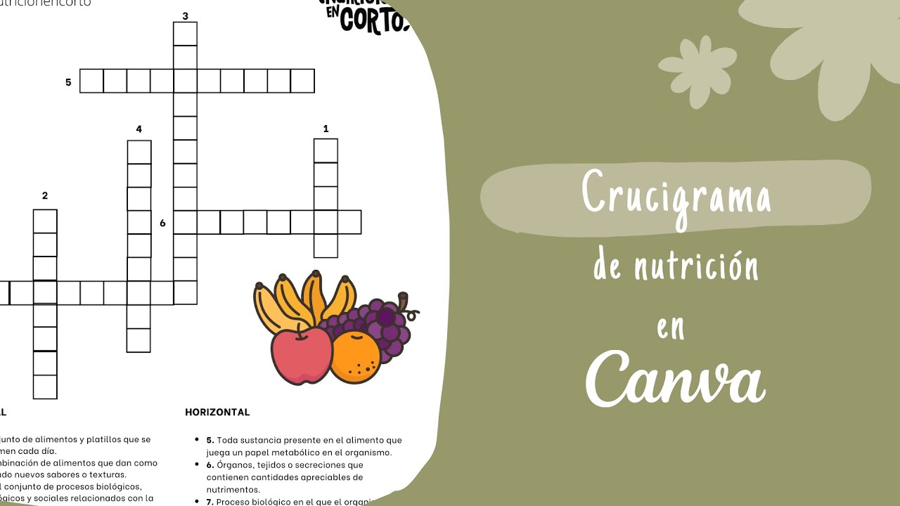Crucigrama en Canva | Actividades de nutrición para tus platicas