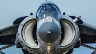 US AV-8B Harrier II Attack Aircraft Pre-flight and Take-Off