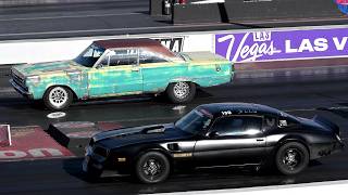 1978 Pontiac Trans Am Vs. 1967 Plymouth GTX Drag Race 4K UHD LS Fest West - Las Vegas NV