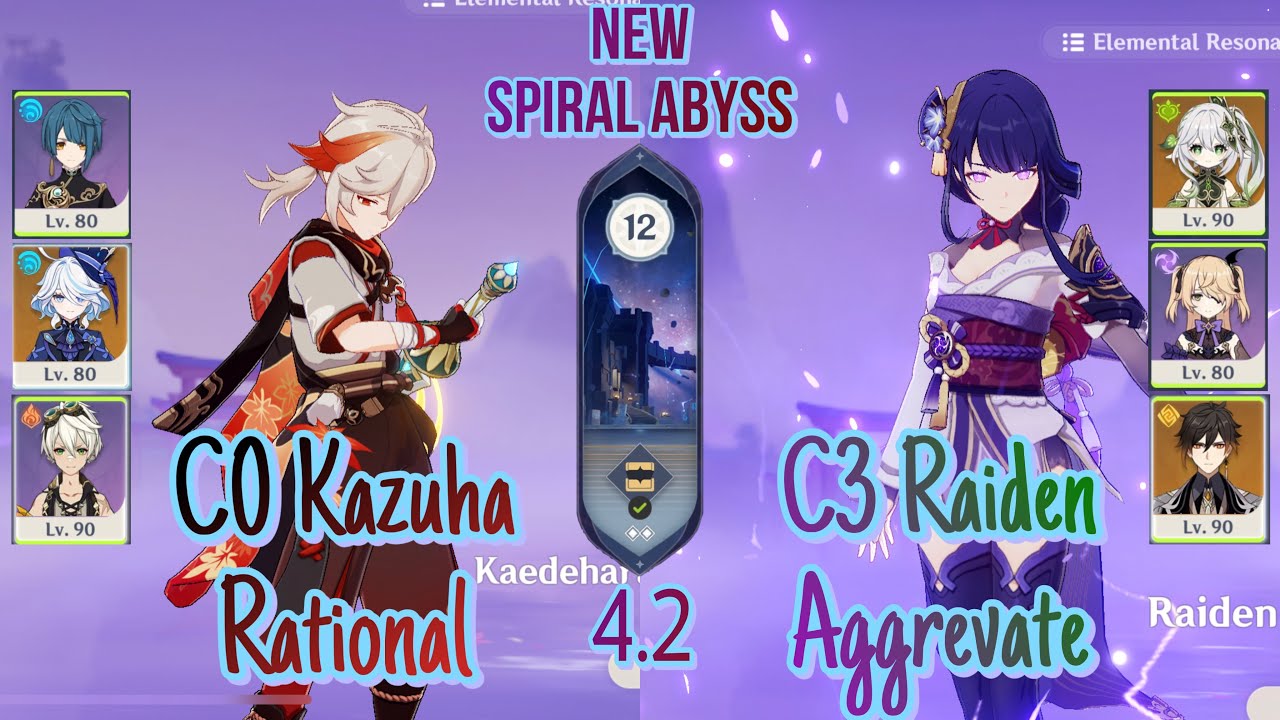 C0 Kazuha Furina rational & C3 Raiden aggrevate | new spiral abyss 4.2 ...