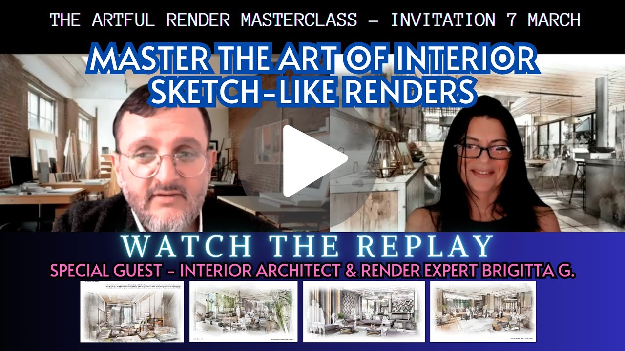 The Artful Interior Sketch Like Render || The Concept Design Architect