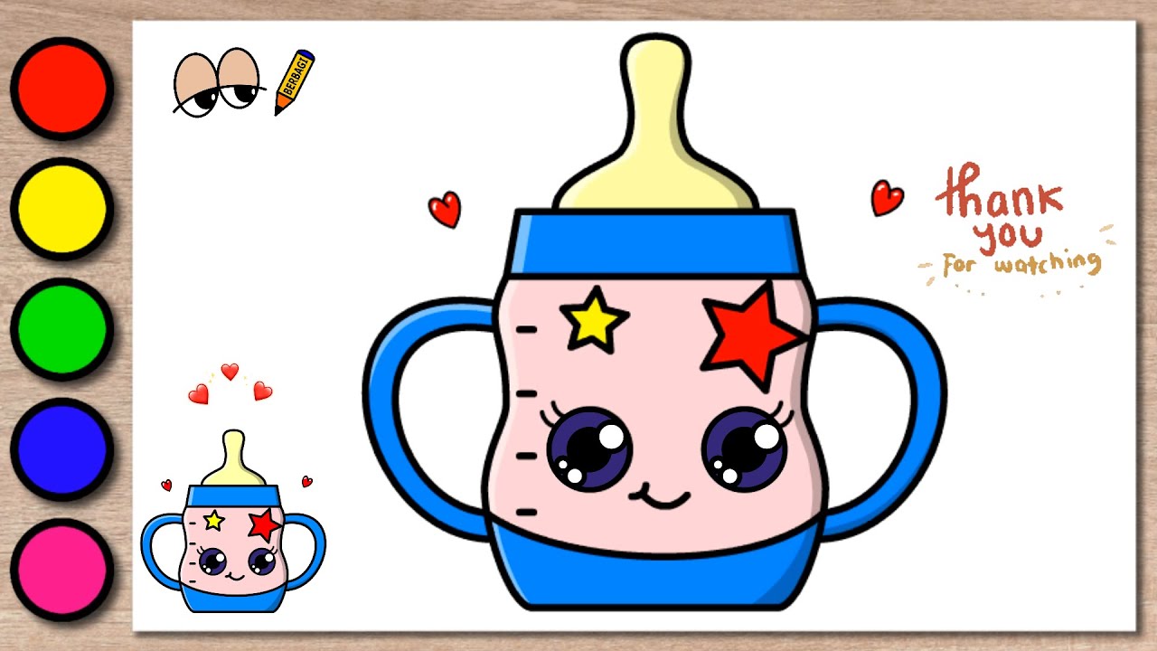 SPECIAL..!! How to Draw Cute Baby Bottle - Very Cute Drawing Bottle ...