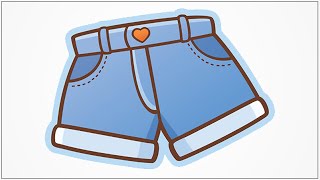 How to draw a cute cartoon shorts for girls, shorts for sports in the summer step by step