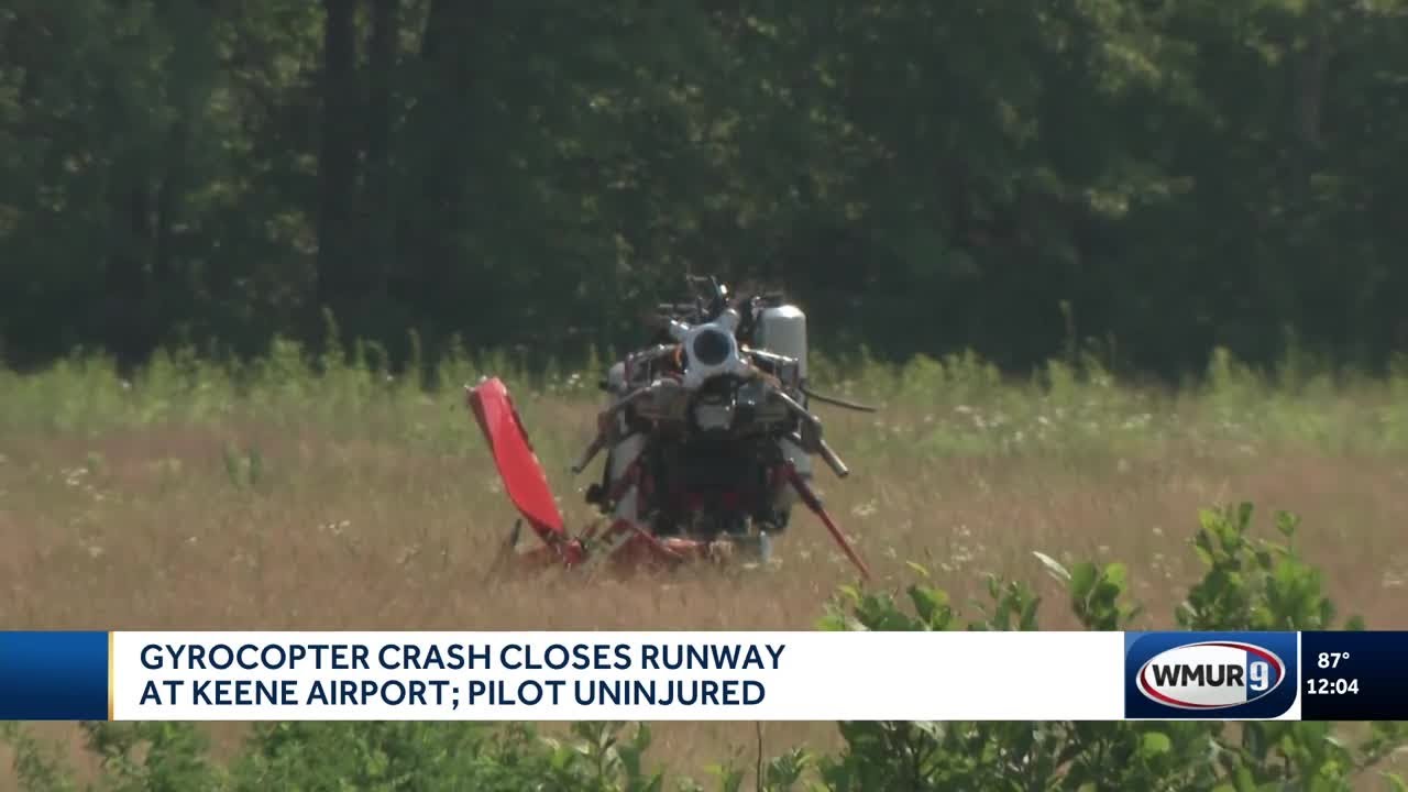 Gyrocopter crash leads to runway closure at Keene Airport; pilot not injured