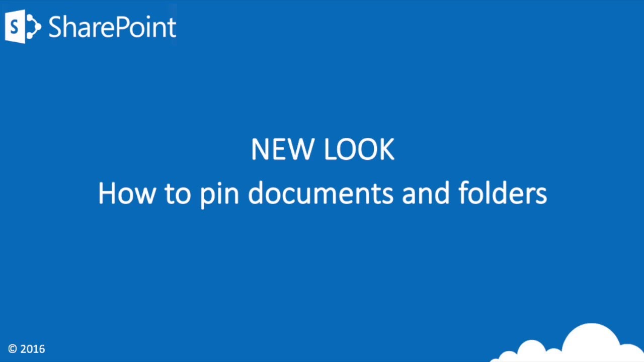New Look SharePoint - How To Pin Documents and Folders
