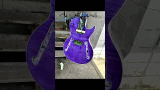 Semi Hollow Electric Guitar Build Part 1 applying Purple Dye and Paint before lacquer