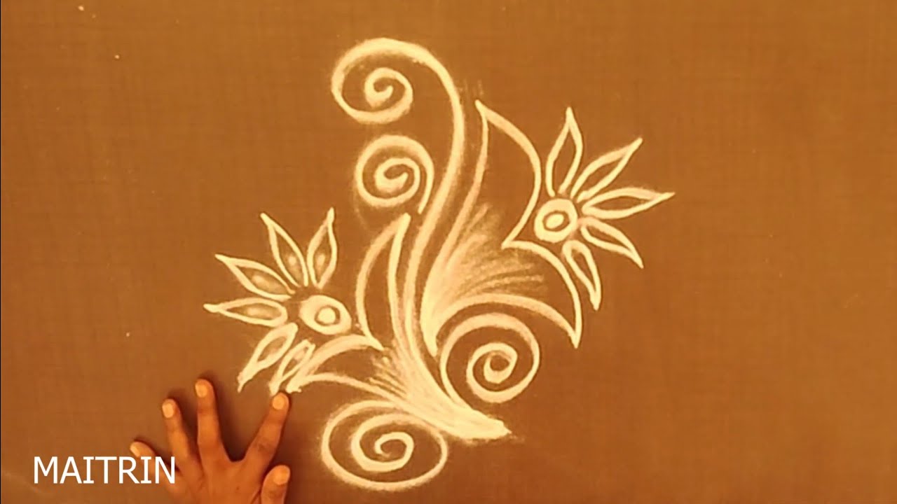 Very Simple Rangoli Design For Daily Purpose YouTube very-simple-rangoli-design-for-daily-purpose-youtube