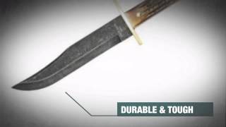 Bear & Sons Cutlery Damascus American Bowie with India Stag Handle - knife-depot.com