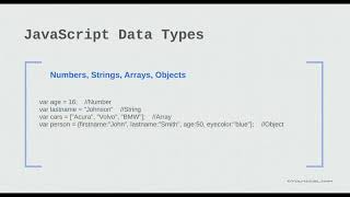 Section 1  JavaScript Section, Lecture 13  JavaScript Data Types