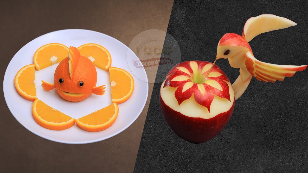 Fruits Carving Apple & Orange shorts YouTube