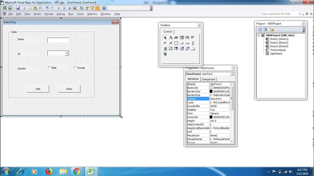 Learn to make and design Userform for Data Entry in excel Part 1 ...