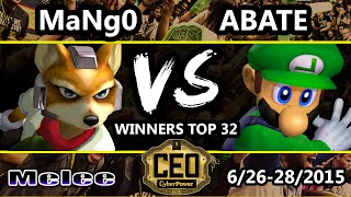 CEO 2015 - C9 Mango (Fox) Vs. Abate (Luigi) SSBM Winners Top 32 - Smash Melee