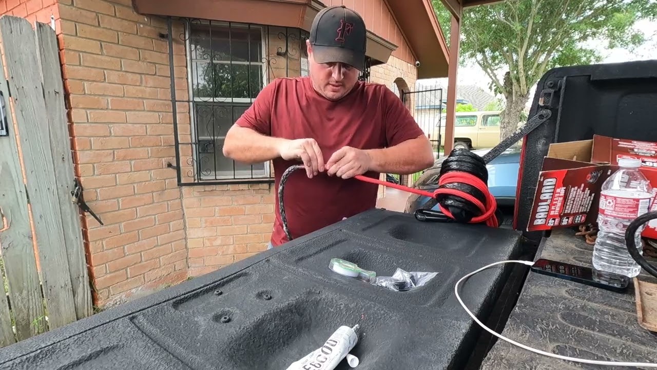 Harbor Freight Synthetic Winch Line Install. WATCH THIS BEFORE CUTTING YOUR ROPE!!