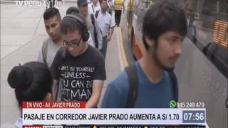 Desde hoy sube a S/1.70 el pasaje en corredor Javier Prado-Faucett
