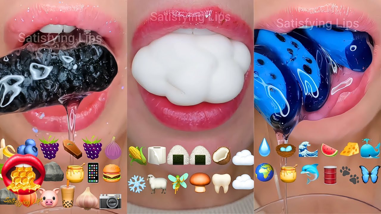 ASMR Satisfying Eating Emoji Food Challenge Mukbang Compilation