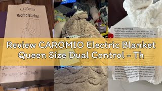 Review CAROMIO Electric Blanket Queen Size Dual Control - Thick Tufted Sherpa Heated Blanket Queen w