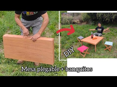 Como hacer MESA PLEGABLE y banquitos / Mesa de Camping 🏕️ 