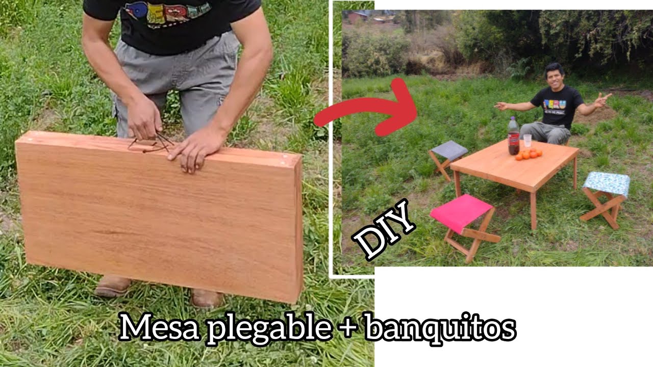 Como hacer MESA PLEGABLE y banquitos / Mesa de Camping 🏕️ 