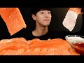    whole salmon sashimi mukbang asmr eating sounds