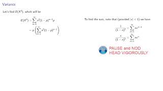 Expected Value and Variance of a Geometric Distribution
