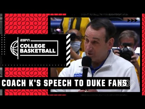 Coach K addresses the Duke crowd: ‘I love my family more than basketball’ | ESPN College Basketball