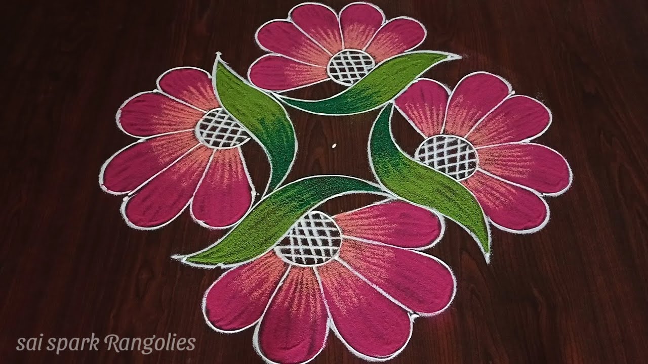 beautiful colour kolangal (7*3*3) dots | pulli kolam | latest rangoli designs @saisparkrangolies