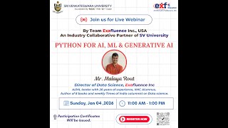 Python for AI, ML & Generative AI by Team Exafluence Inc , USA & SV University (04.01.2026)
