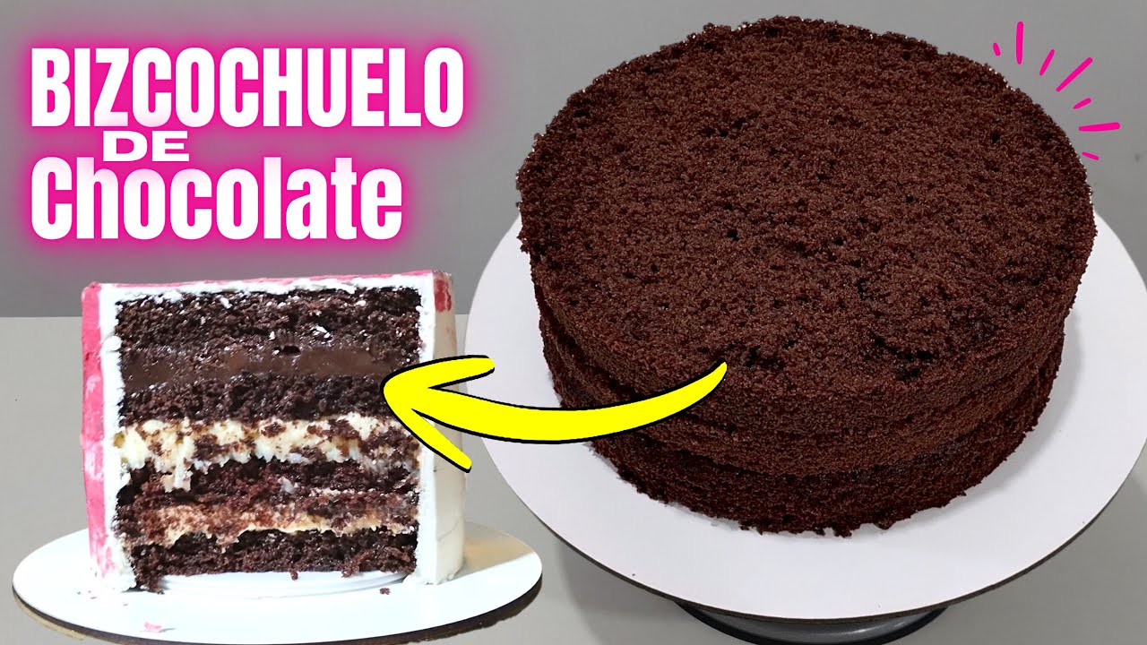 Bizcochuelo de Chocolate para Tortas altas de Cumpleaños Facil Económico Húmedo y Esponjoso
