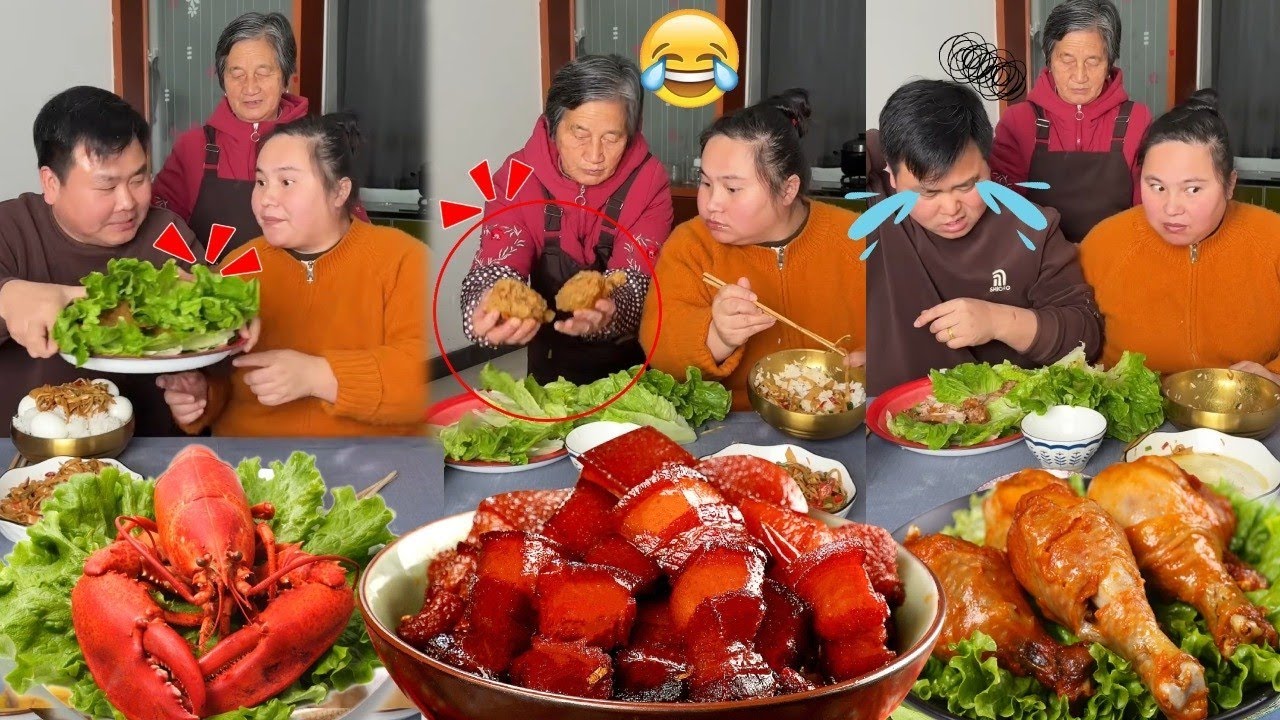 The silly husband hides food, and the mother-in-law and wife set tricks for him—it's so funny.