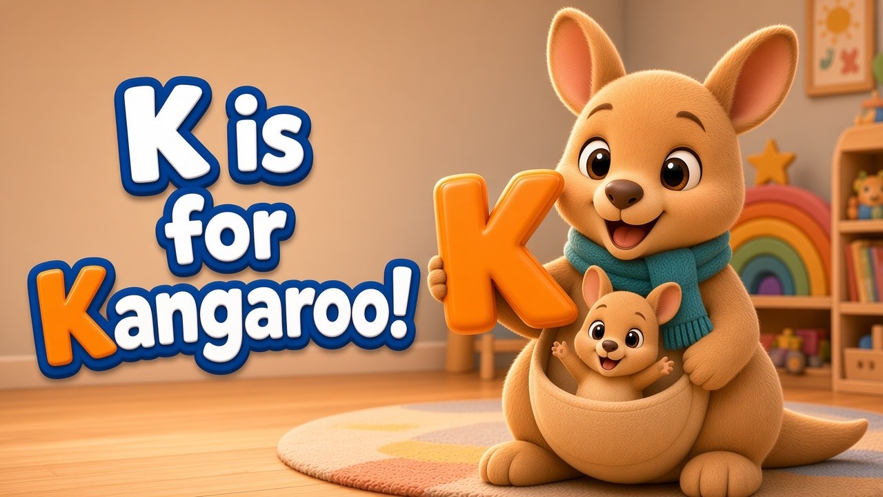 K is for Kangaroo! 🦘 Learn the Letter K | Phonics Song for Kids | 3D ...