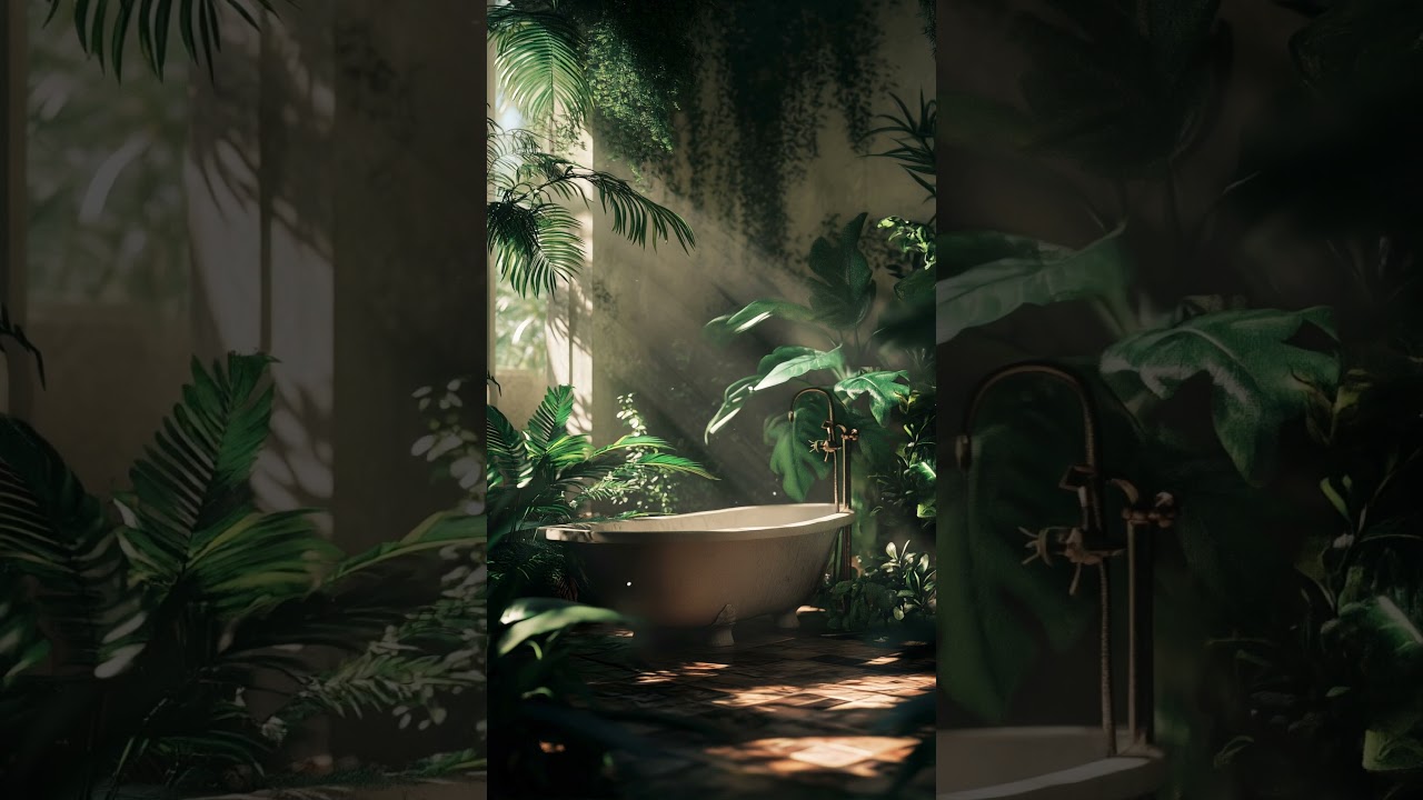 🛁 Jungle spa escape — peaceful bath in greenery