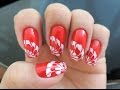 Unhas Decoradas com o palito (Vermelho e branco)