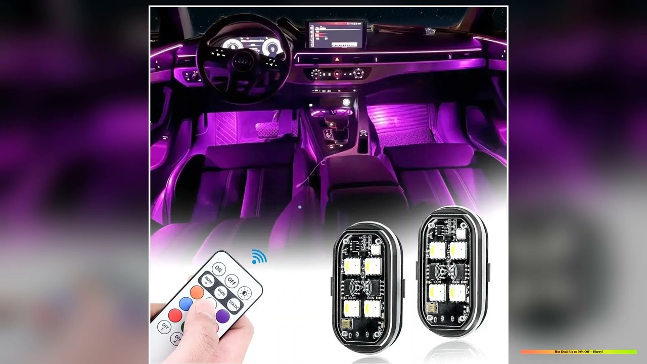 24pcs Wireless LED Strobe Lights Car Decor Atmosphere Light 8 Colors Rechargeable Led Lights